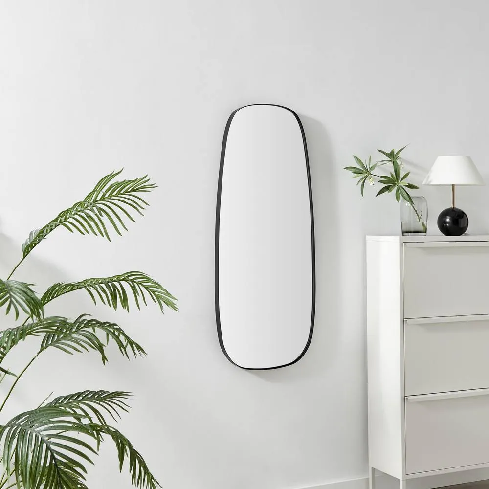 FurnitureboxUK Elodie Black Metal Large 120x50 Pebble Shape Wall Mirror