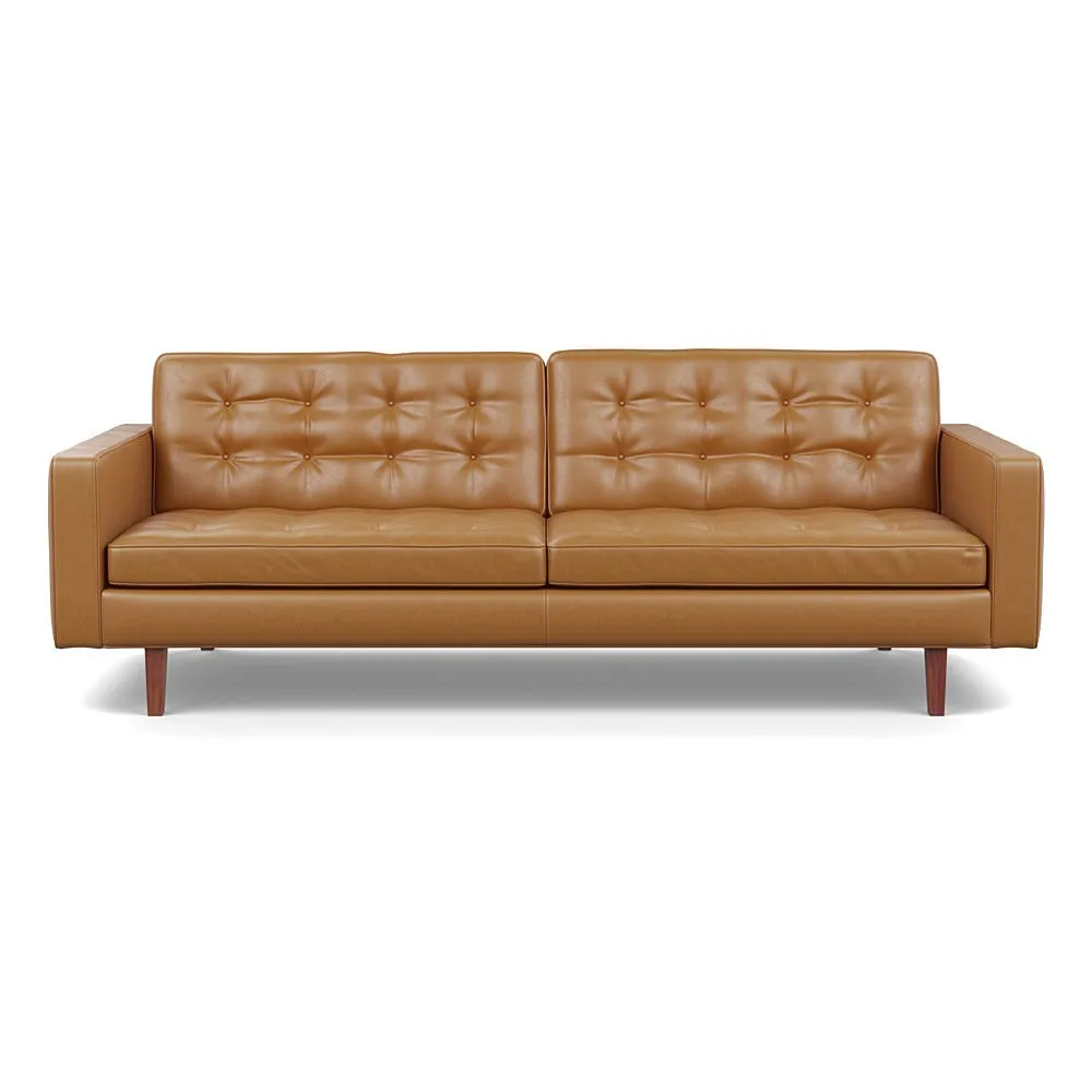 Heal's Hepburn 4 Seater Daino Leather Parchment Walnut Feet 1