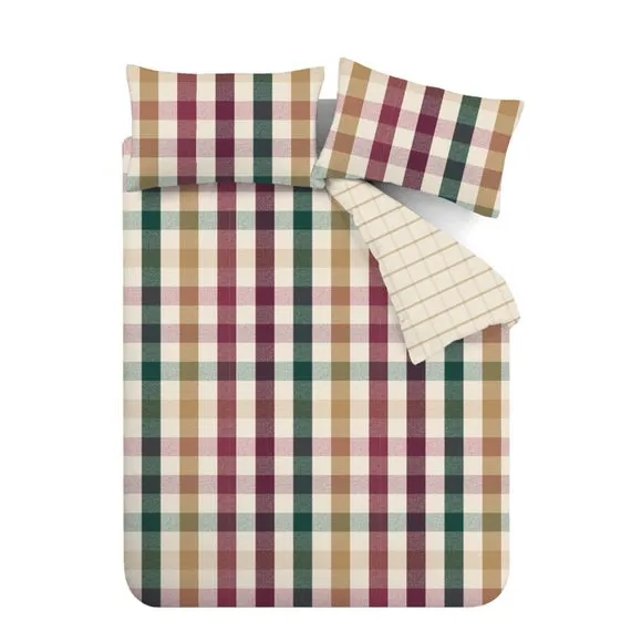 Catherine Lansfield Autumn Check Duvet Cover and Pillowcase Set 6
