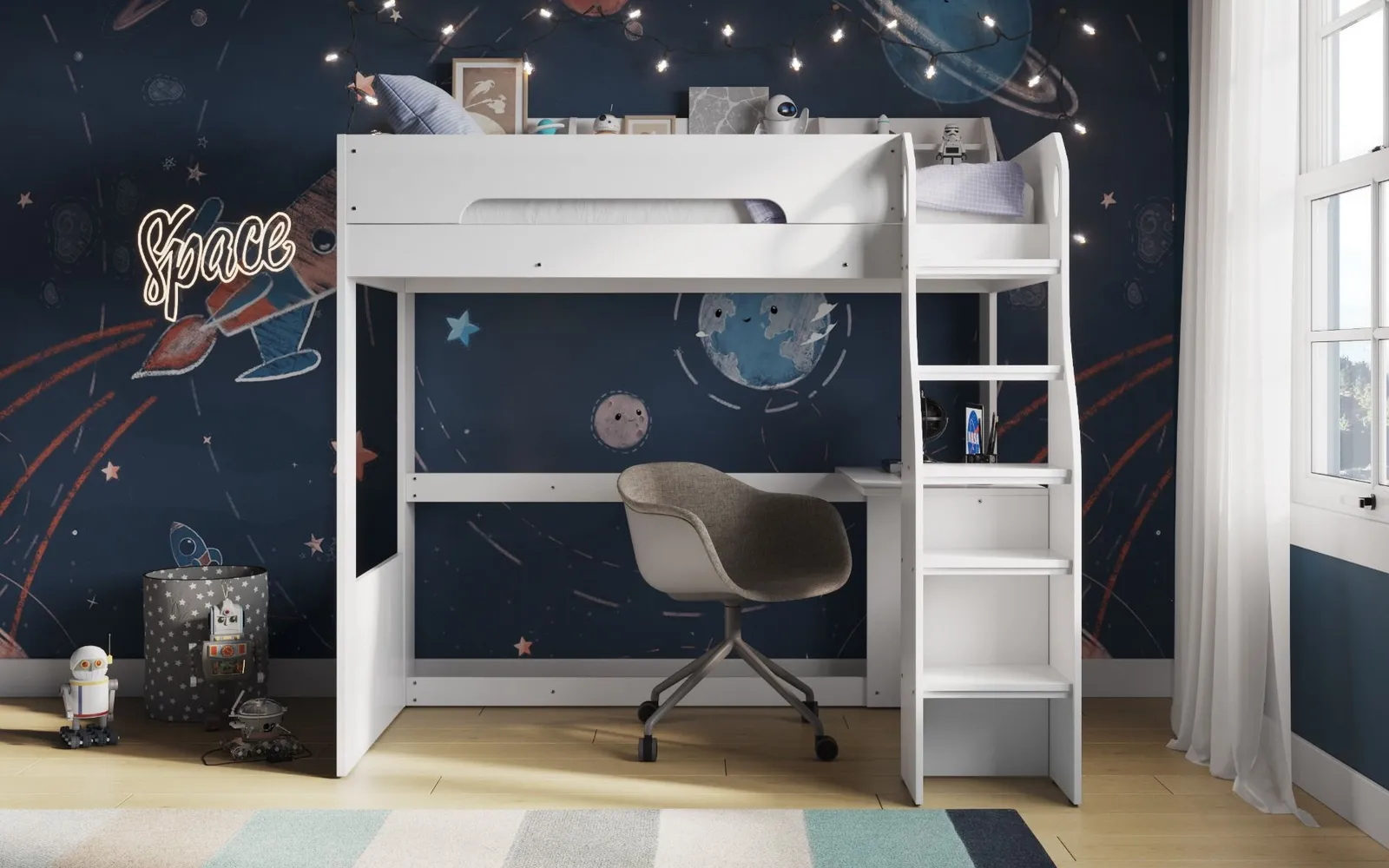 Flair Cosmic High Sleeper Bed in White 4