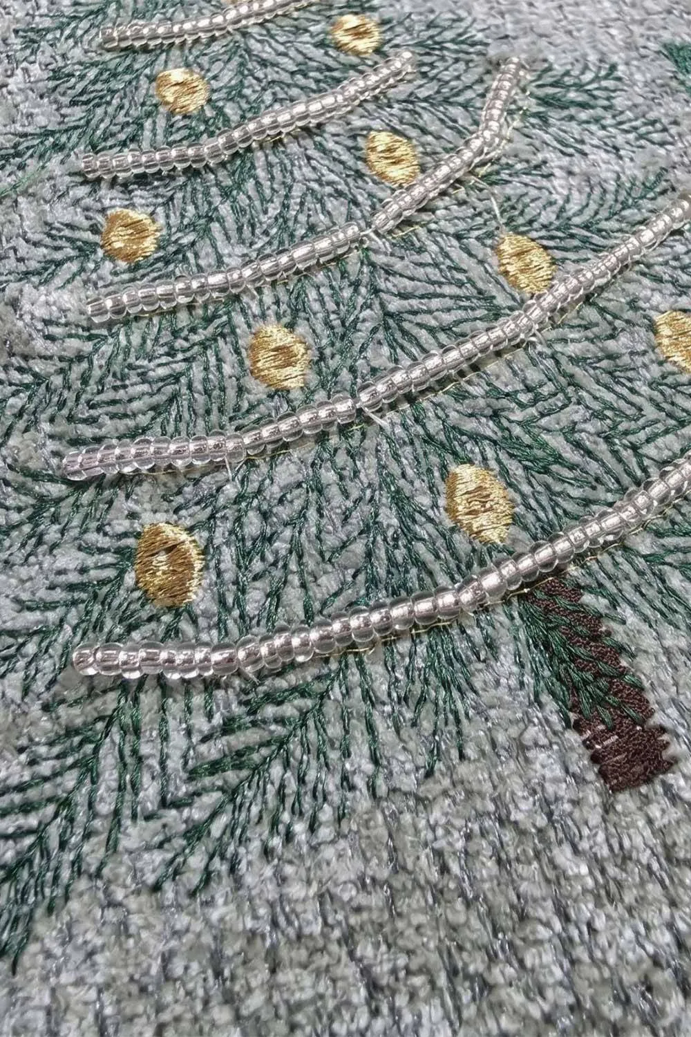 Homescapes Chenille Feel Christmas 3 Trees Throw Cushion - 45 x 45 cm in Grey 5