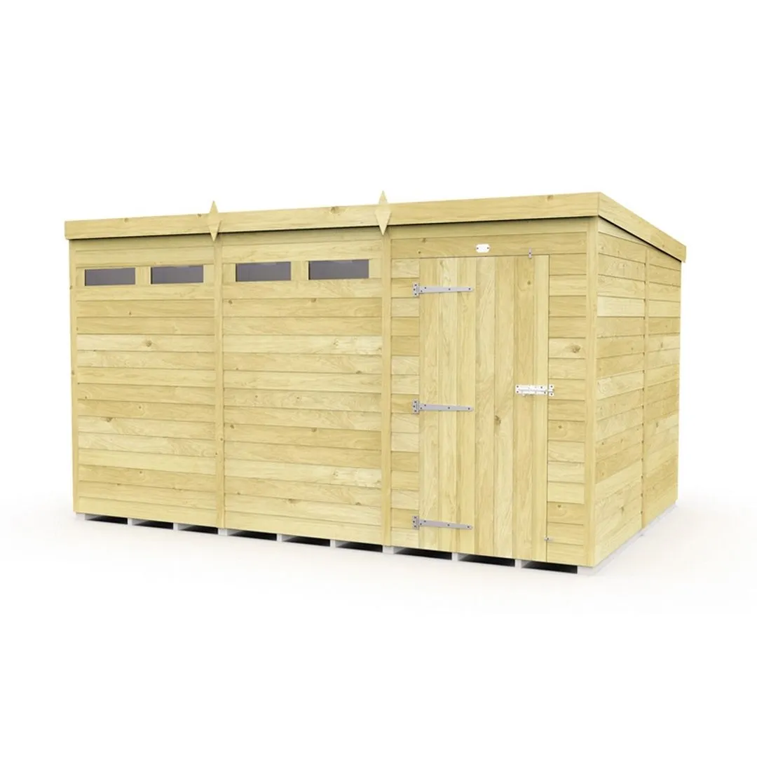 Buttercup Farm 12 x 8 Feet Pent Security Shed - Single Door - L231 x W358 x H201 cm in Brown