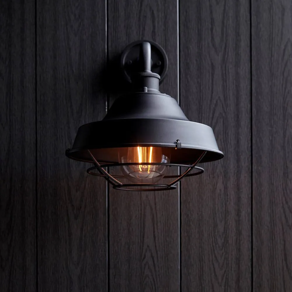 Netlighting Brindisi Outdoor Dome Wall Lamp Textured Matt Black Clear Glass 3