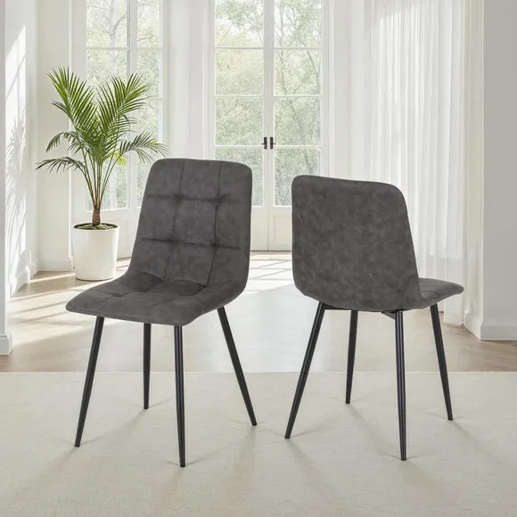 Fenton Set of 2 Dining Chairs, Faux Suede 1