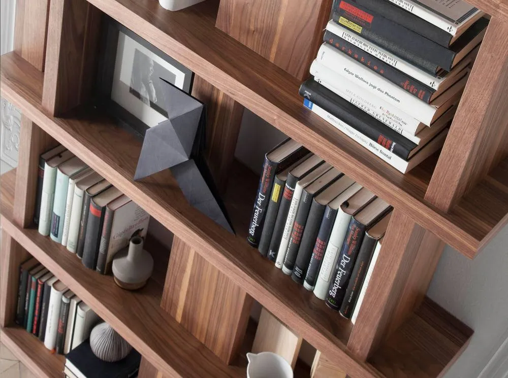 Angel Cerda Walnut Veneer Shelving Unit, Irregular Bookcase 5