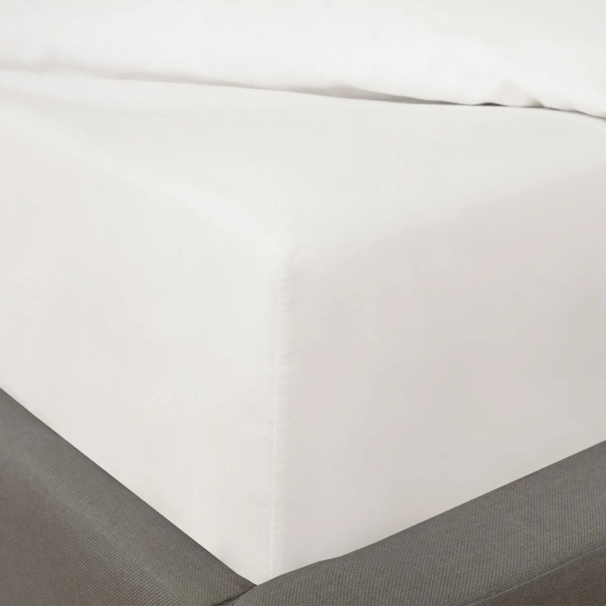 OHS Luxury Plain Dyed Cotton 30cm Deep Fitted Bed Sheet in White | Size: Single Fitted