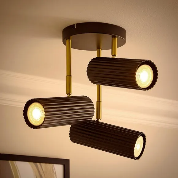 Georgi Industrial Ribbed 3 Light Adjustable Semi Flush Spotlight 2