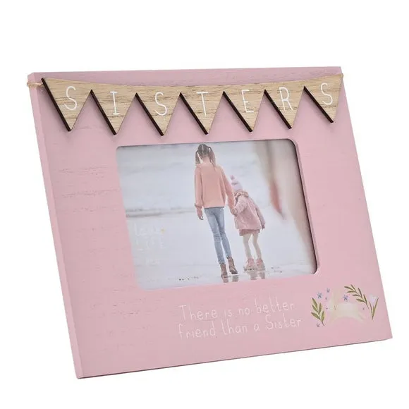 Sisters Pink Bunting Photo Frame 2
