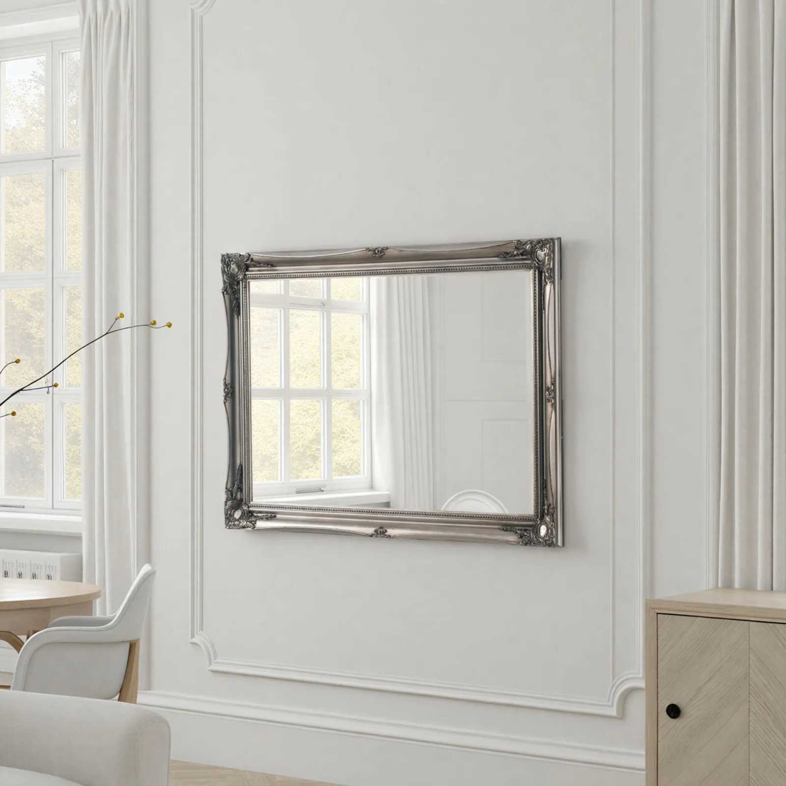 Yearn Mirrors French style carved mirror silver 105x75cm 3