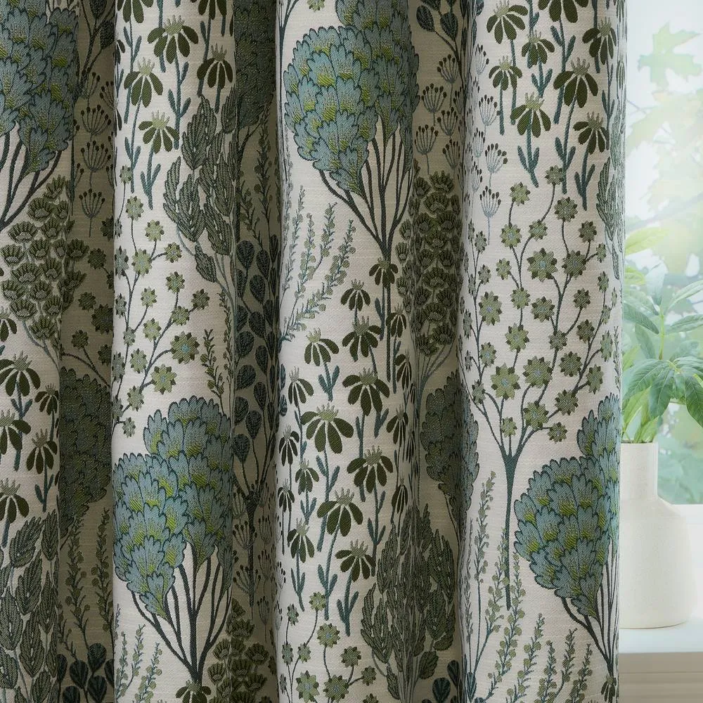 Wylder Ophelia Floral Room Darkening Eyelet Curtain Pair in Green 5