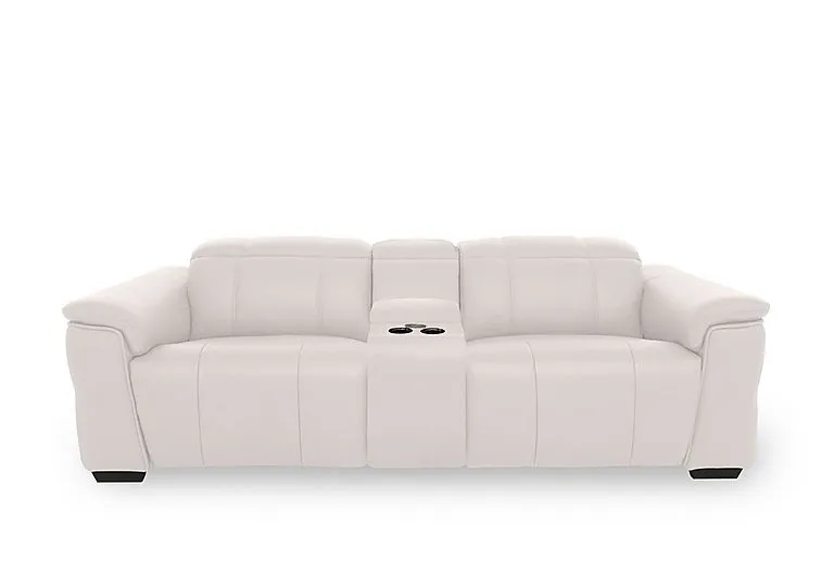 Inca NC Leather 3 Seater Power Recliner Sofa with Pop Up Light Console and Power Headrests - Cotton