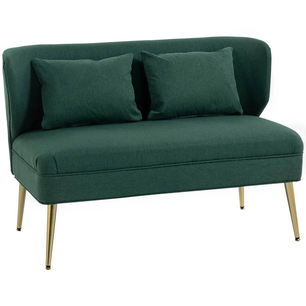 HOMCOM 2 Seater Sofa, Small Sofa with Wing Back, Thick Seat, Dark Green 2