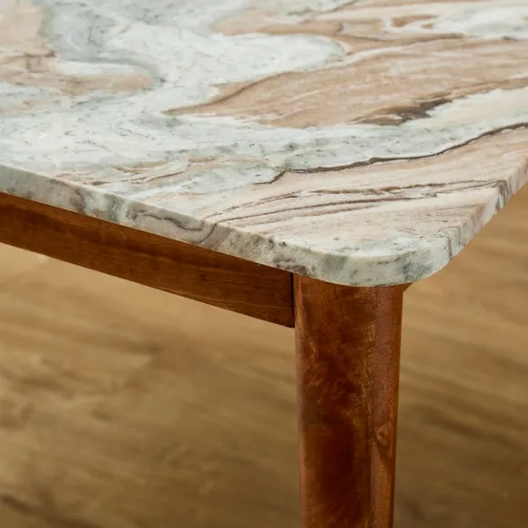 Thea Rectangle Dining Table, Marble and Mango Wood 3