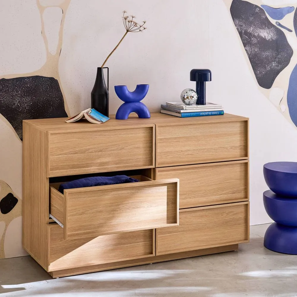 sweeek Chest of 6 drawers wood effect in Beige 4
