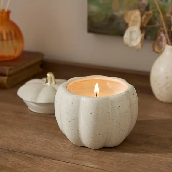 Autumn Pumpkin Shaped Ceramic Candle