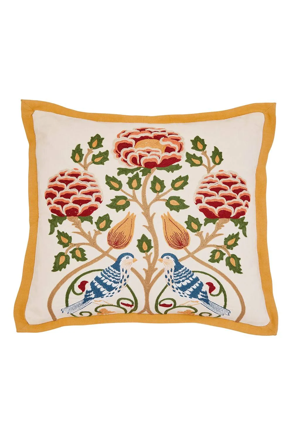 Morris & Co 'Seasons By May Indigo' Cotton Cushion in Cream