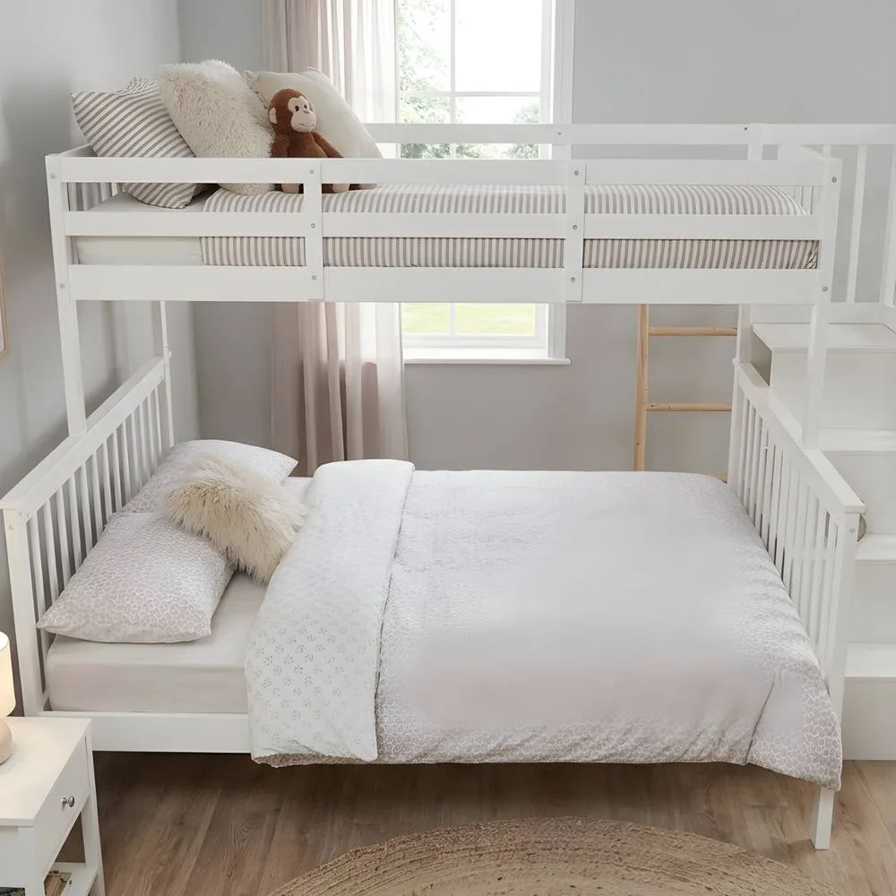 Nöa and Nani Mila Triple Bunk Bed with Storage Staircase in White 2
