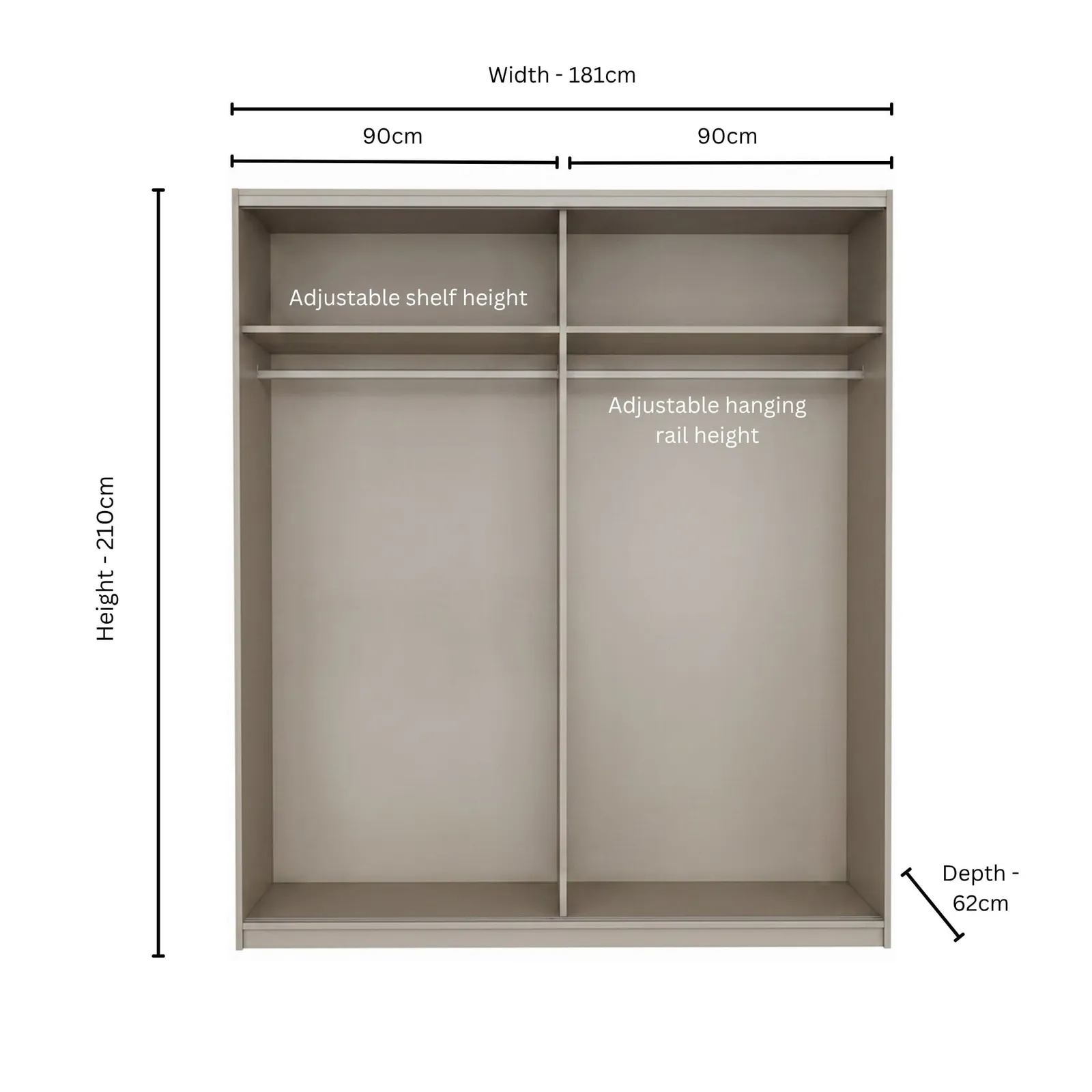 Toledo 2 Door Sliding Wardrobe Wood | Barker & Stonehouse 2