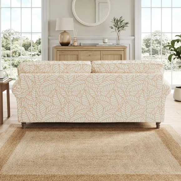 Flori Woven Leaf Fabric 3 Seater Sofa 3