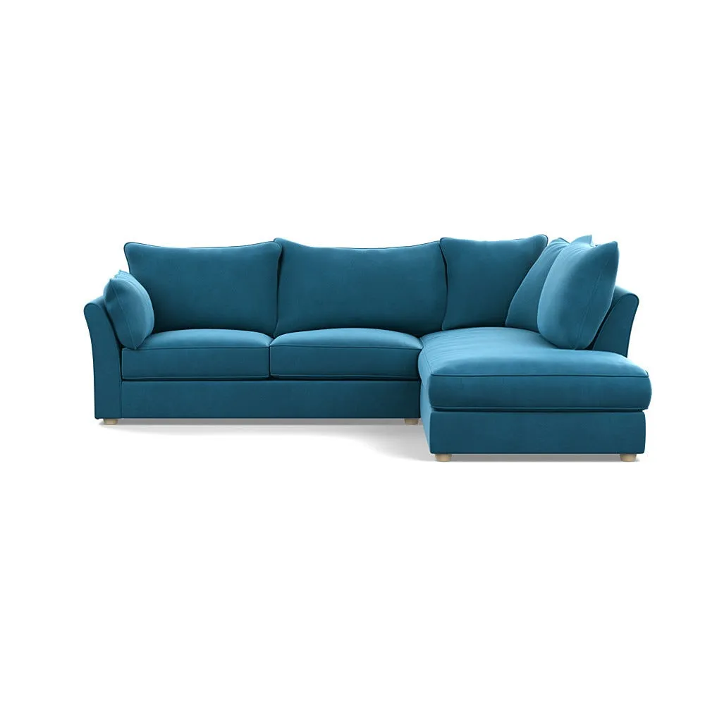 Heal's Tailor Right Hand Facing Corner Sofa Smart Velvet Ocean Blue Natural Feet 1
