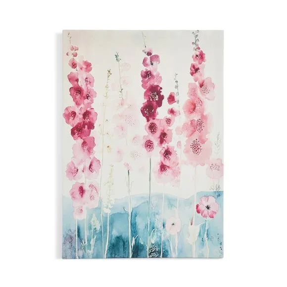 Purple Hollyhock Floral Canvas 3