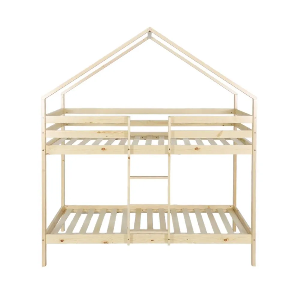 sweeek Children's bunk bed cabin natural pine 90 x 190 cm in Beige 4