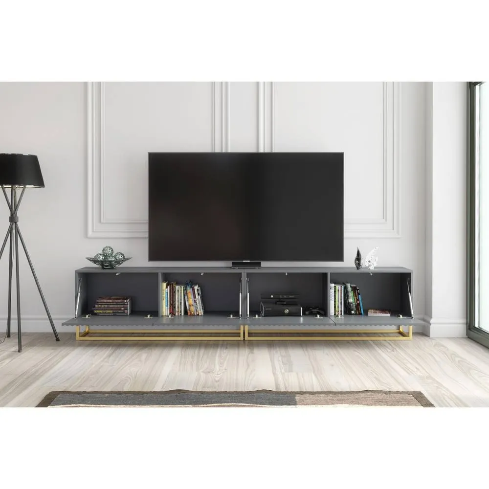 Creative Furniture Ripple Duo TV Unit 200cm - Dark Grey with Fluted Doors 4