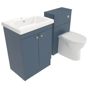 Deccado Benham Juniper Blue 600mm Freestanding Vanity & 500mm Toilet Pan Unit with Basin Modular Combination 2