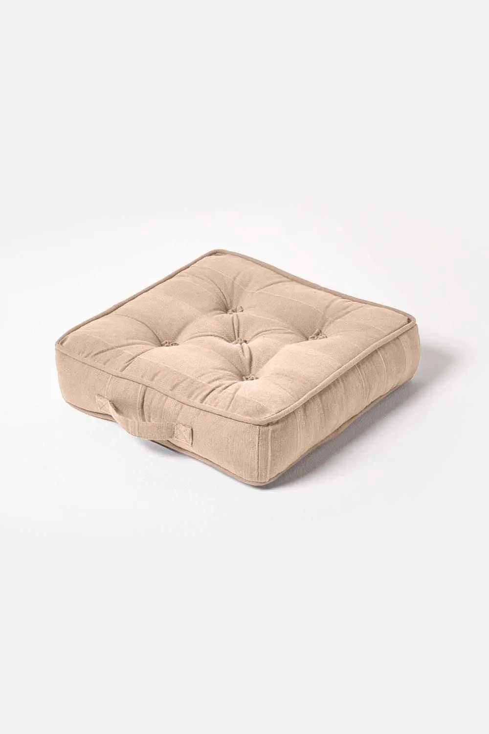 Homescapes Rajput Ribbed Cotton Floor Cushion in Beige 1
