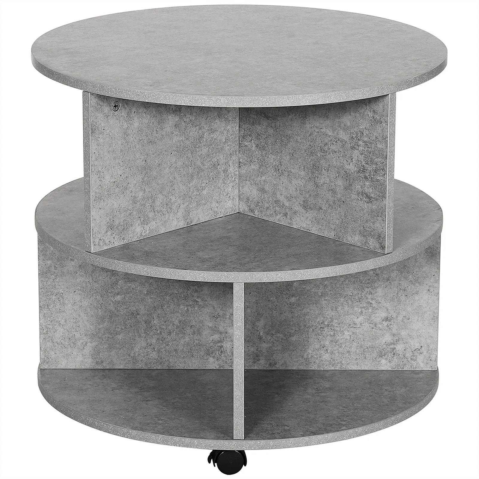 HOMCOM 2 Tier Round Coffee Tea Table End Side Desk Sector Divider Shelves in Grey 2