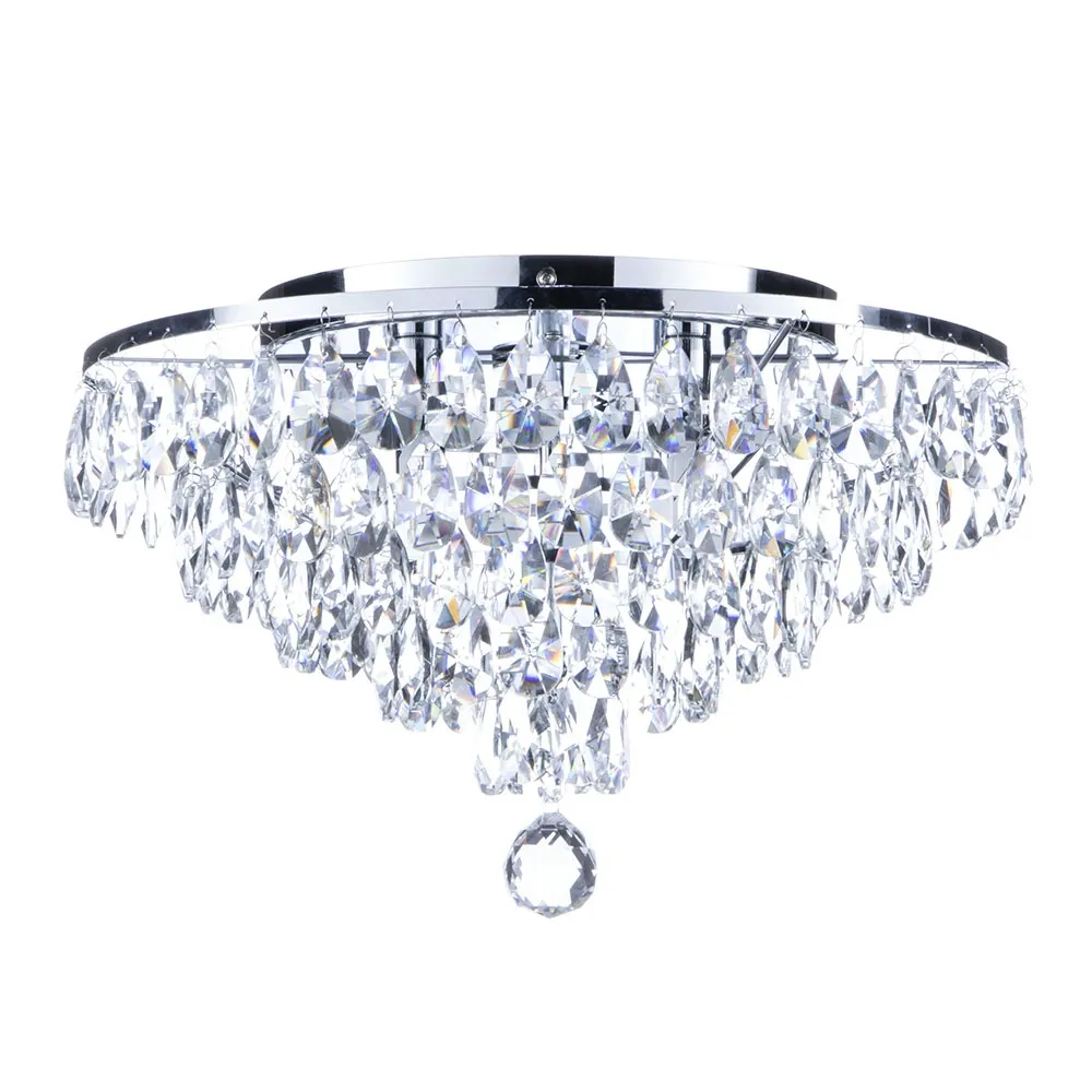 Elsa Small Crystal Diamond Effect Flush Ceiling Light, Chrome