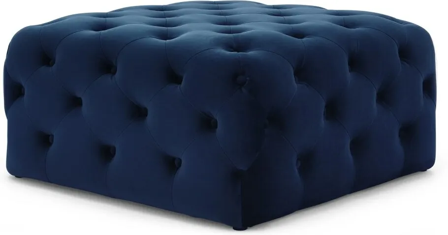 Hampton Square Pouffe, Velvet Electric Blue