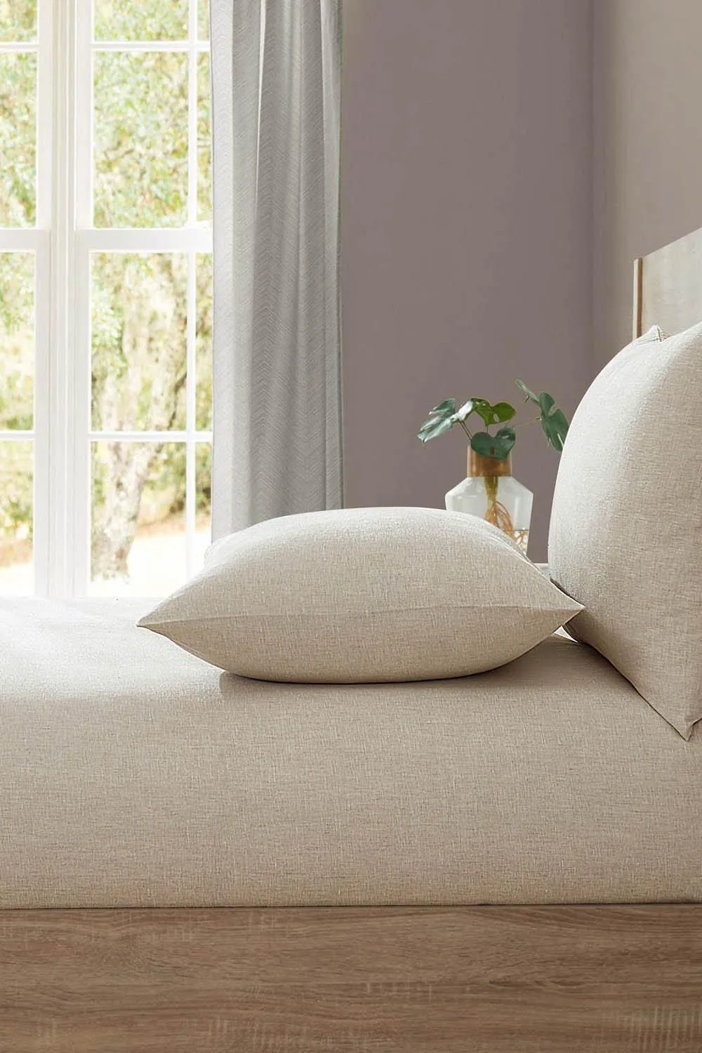 Lazy Linen 'Pure Washed Linen' Fitted Sheet in Beige