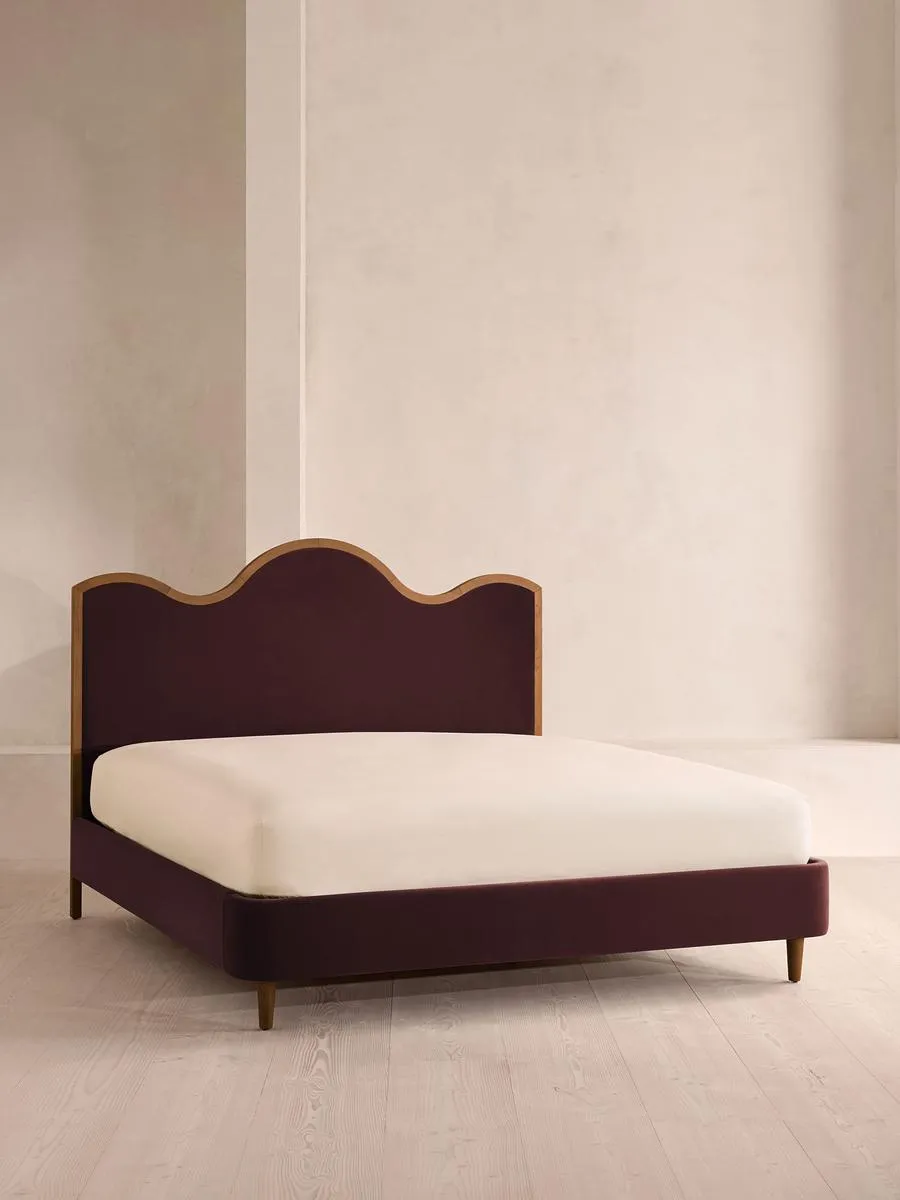 Aubrey Bed, King, Velvet, Aubergine