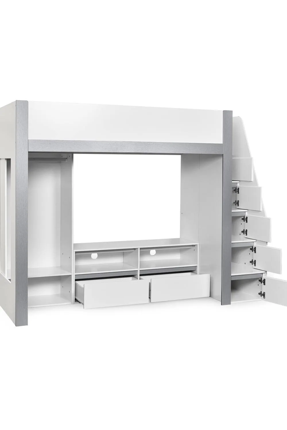 Julian Bowen Gaia Single White Highsleeper Loft TV Bed with Storage 4