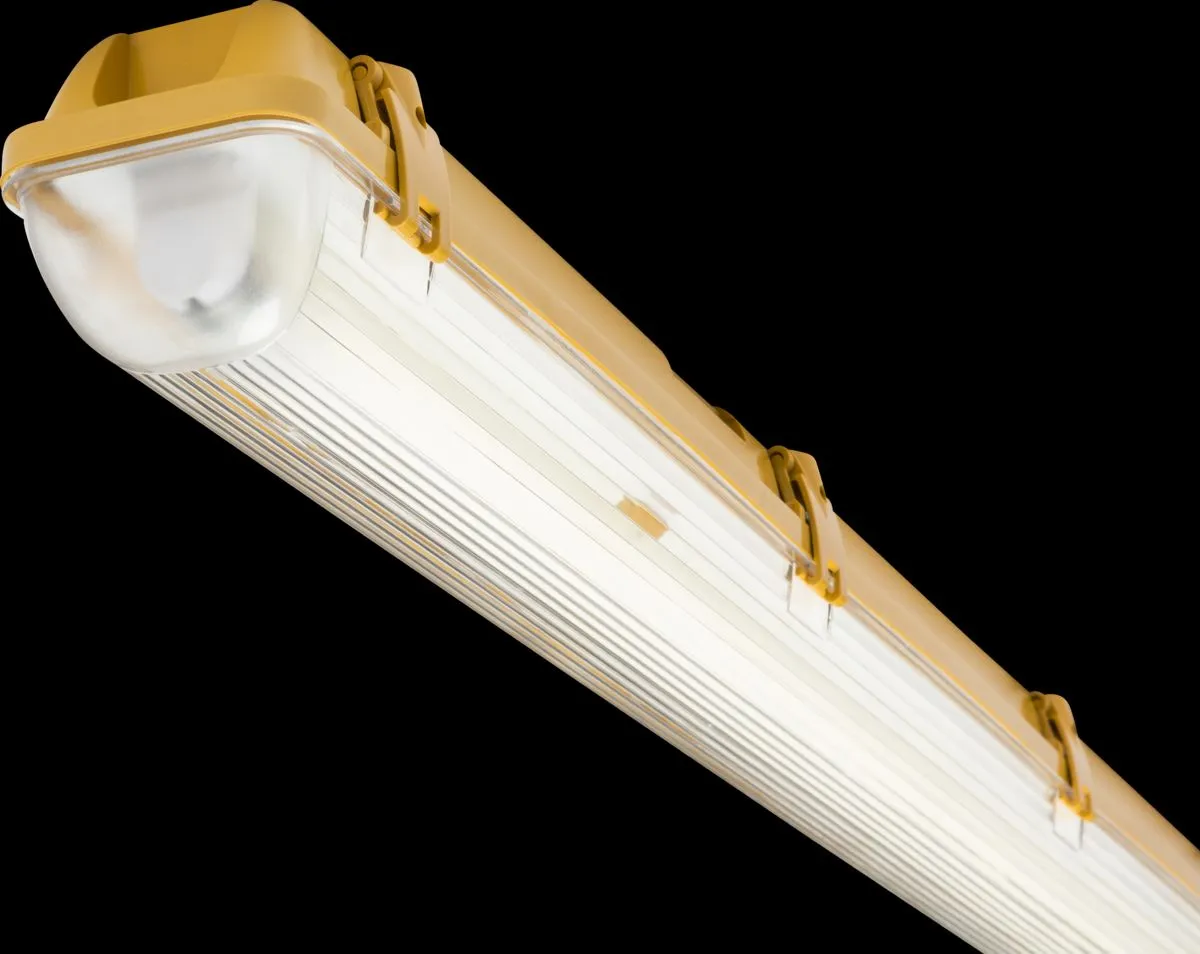 Netlighting 5ft Single HF Non Corrosive Fluorescent Fitting 110V IP65 1x58W in Yellow