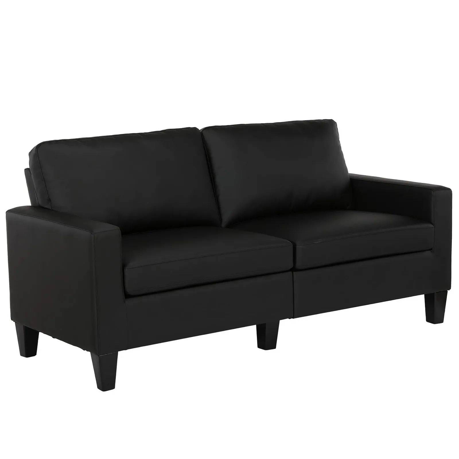Rylie Faux Leather Sofa, Black 2