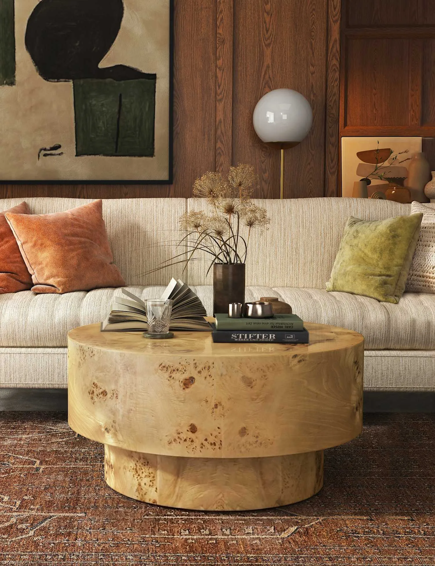 Corndell Lucca Round Walnut Coffee Table Natural