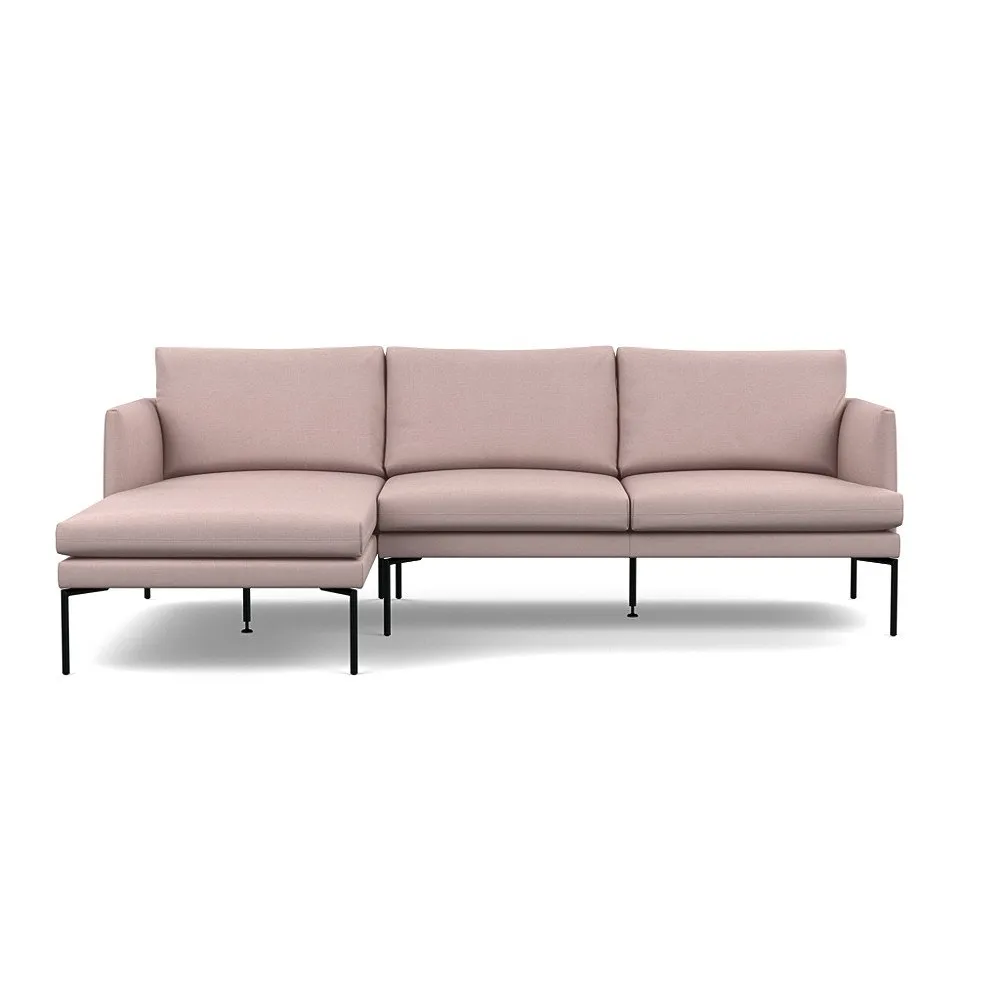 Heal's Matera Left Hand Facing Chaise Sofa Siena Cotton Dusky Pink Black Feet 1
