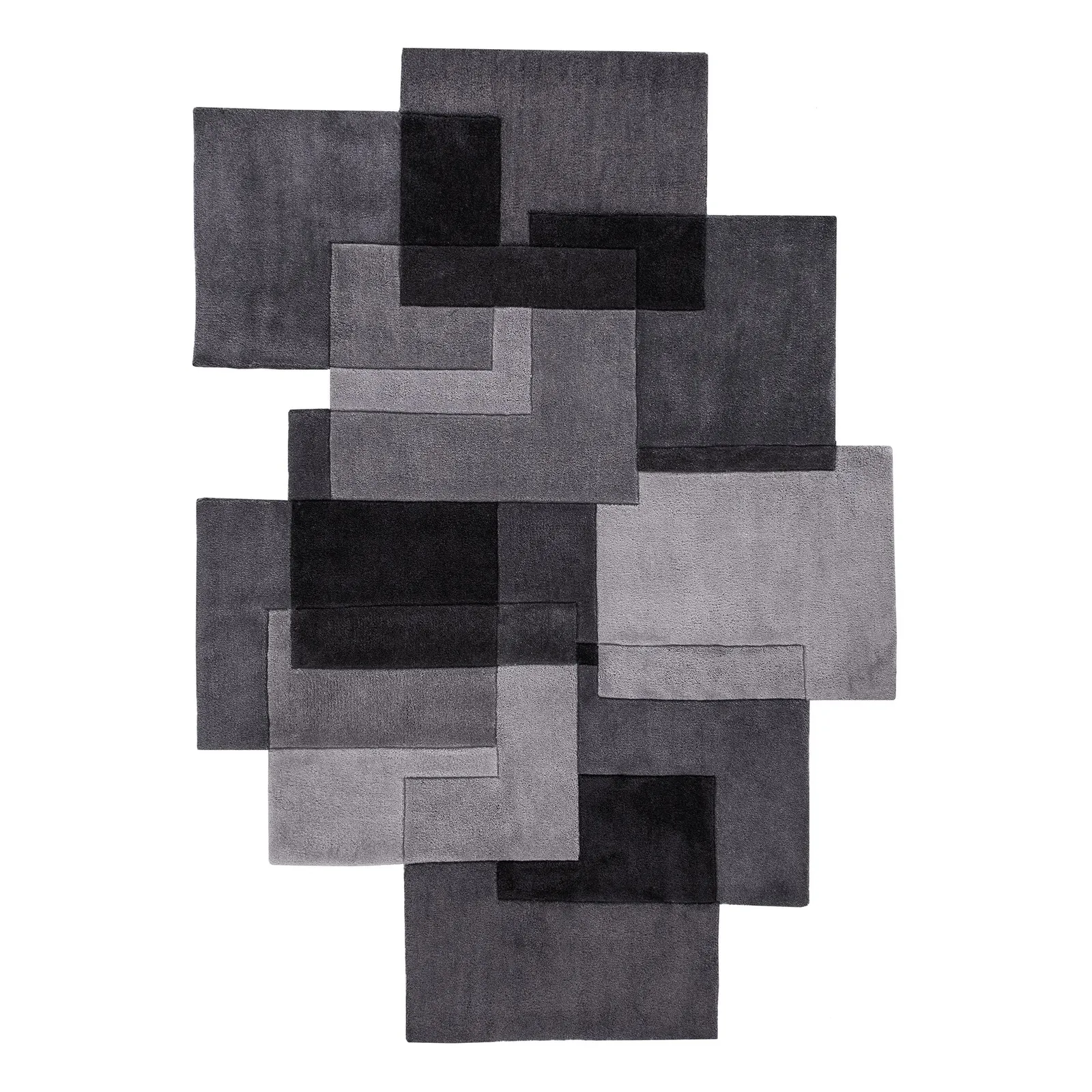 Grey Squares Shaped Geometric Rug Grey