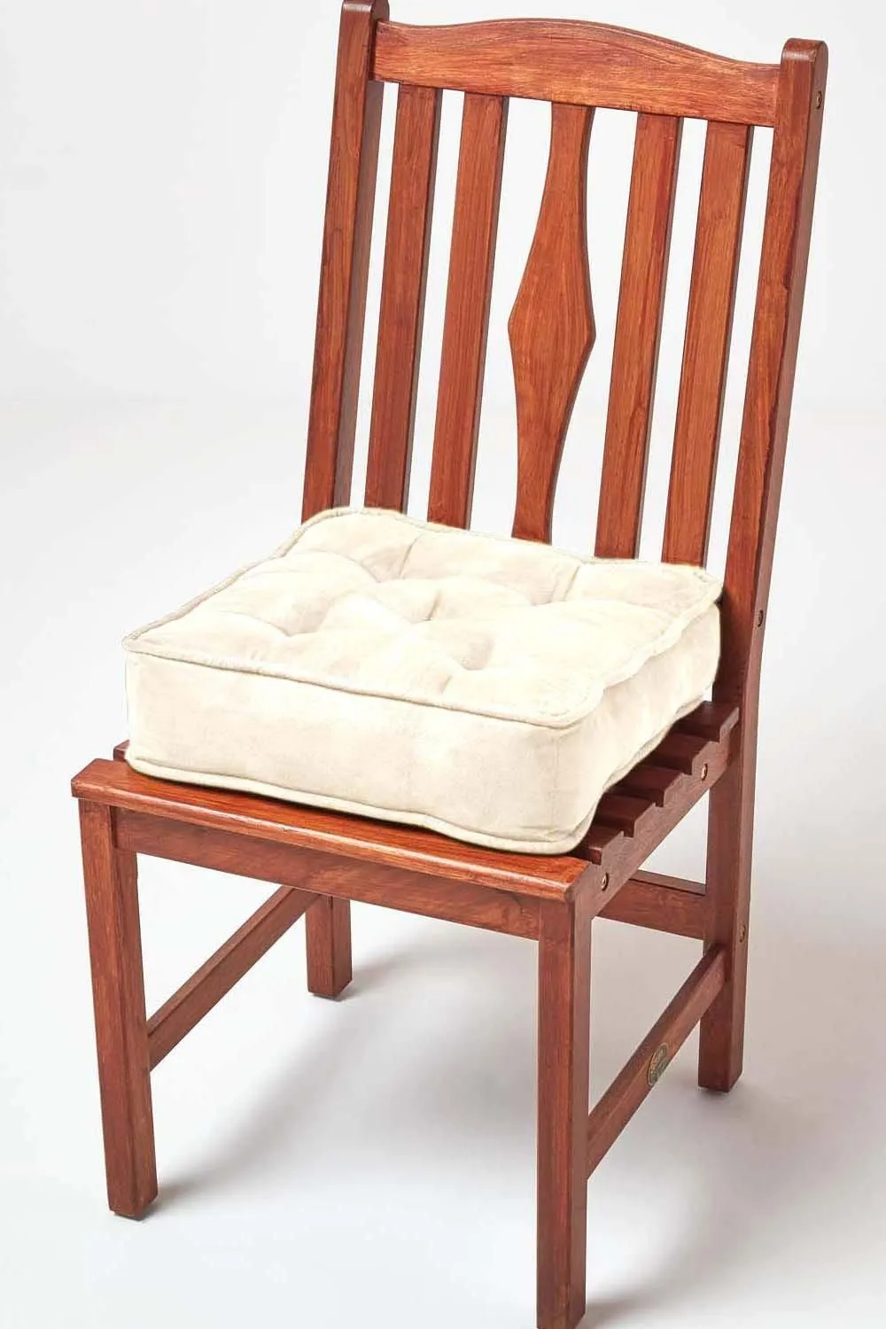 Homescapes Faux Suede Dining Chair Booster Cushion in Cream 6