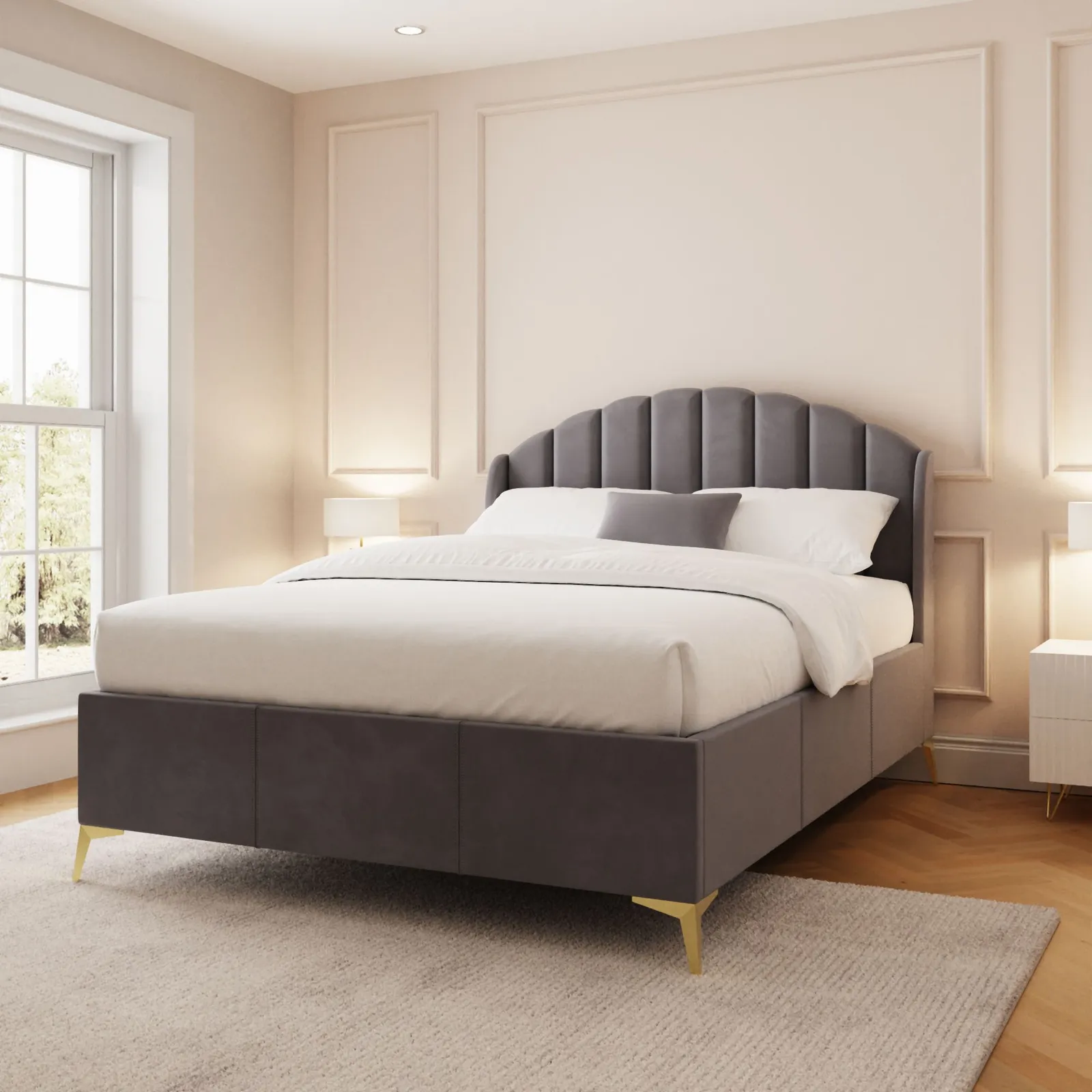 GFW Pettine End Lift Ottoman Storage Bed in Grey