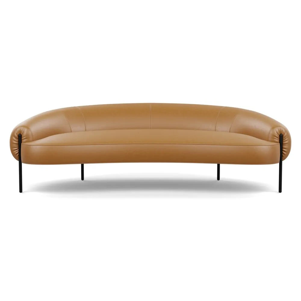 Heal's Isola 3 Seater Sofa Daino leather Parchment Black Feet 1