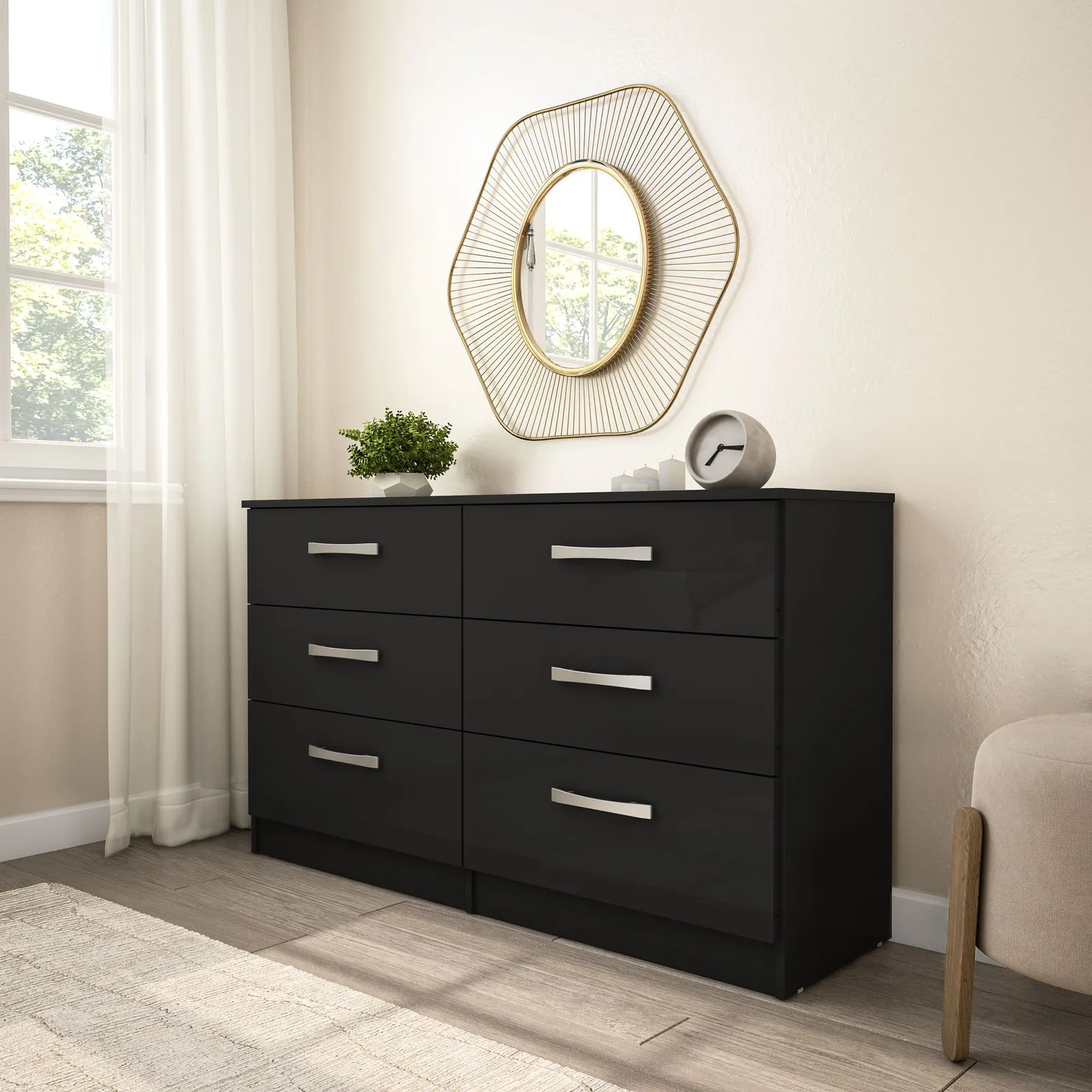 Birlea Lynx 6 Drawer Chest in Black