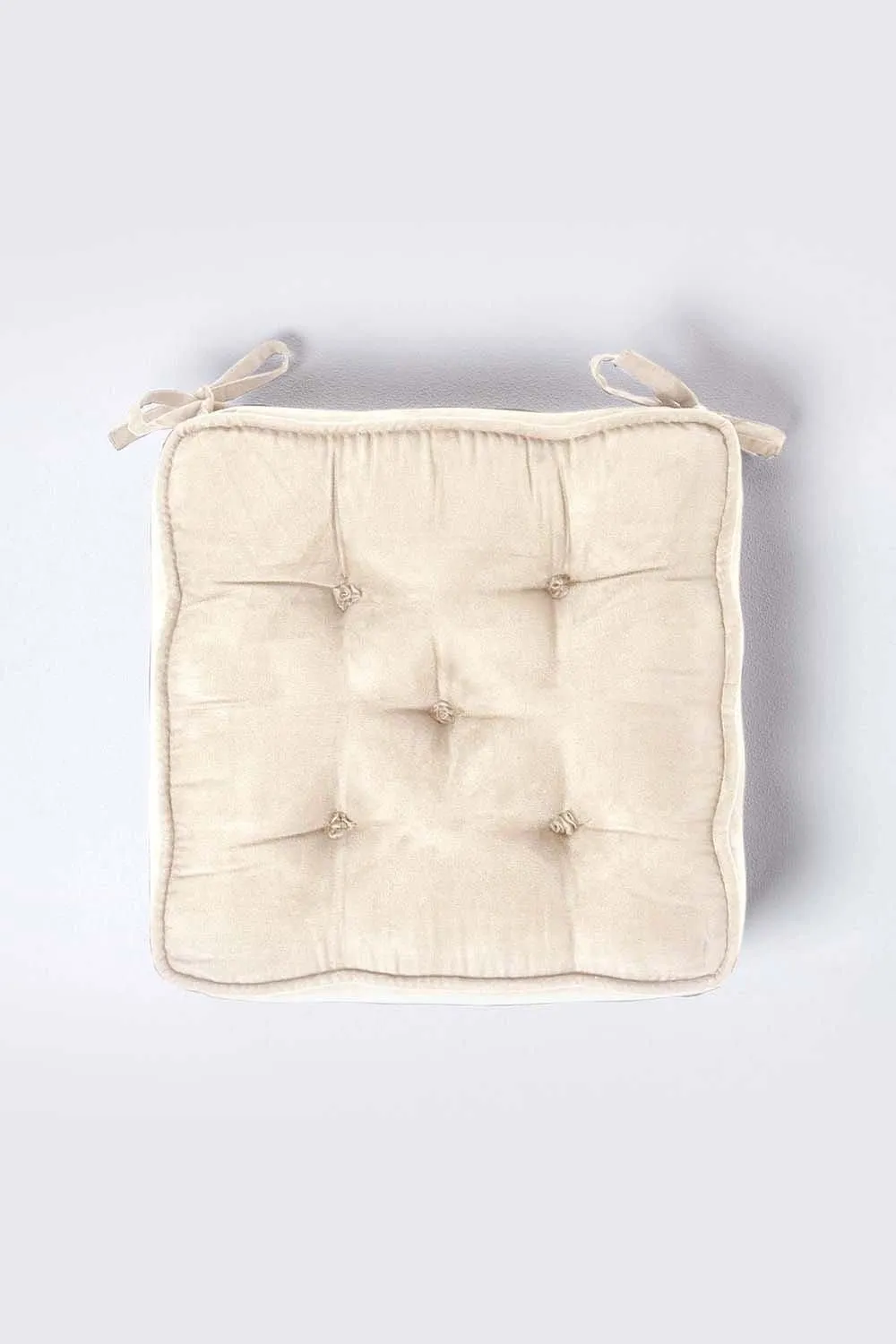 Homescapes Faux Suede Dining Chair Booster Cushion in Cream 3