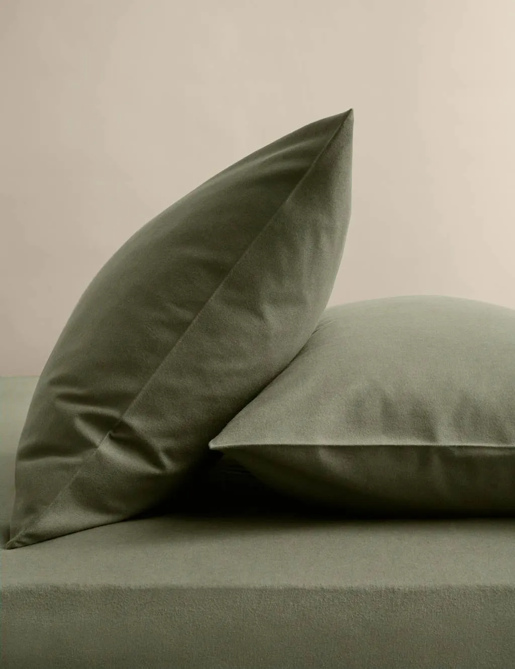 M&S 2 Pack Pure Cotton Brushed Pillowcases Khaki