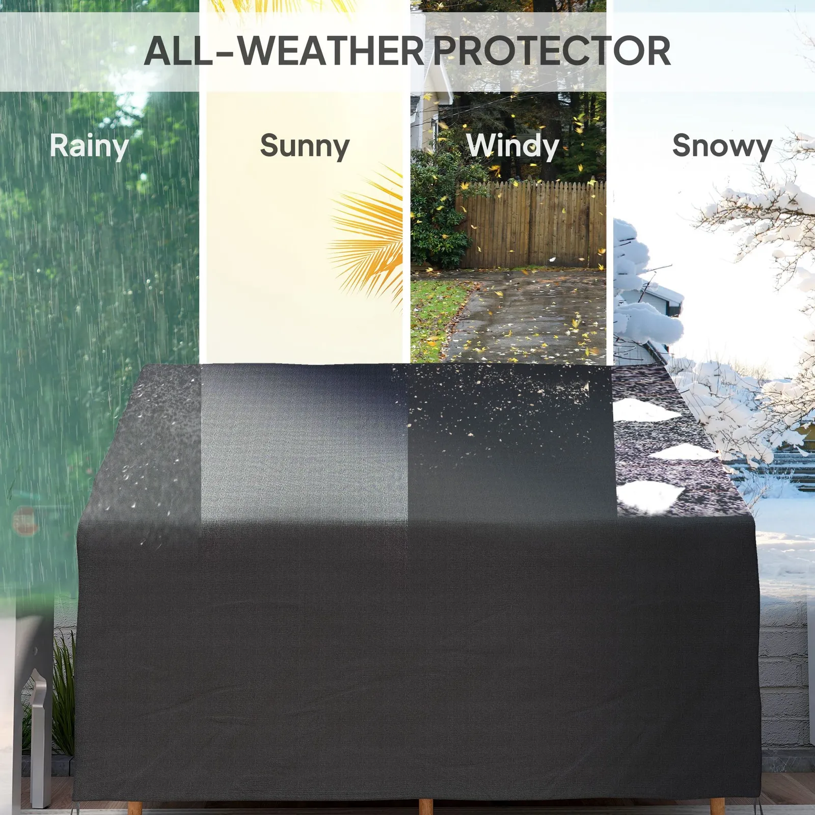 OUTSUNNY 2 Seater Rain Cover Garden Sofa Chair Bench Protector 140L x 84W x 56/94H cm in Black 4