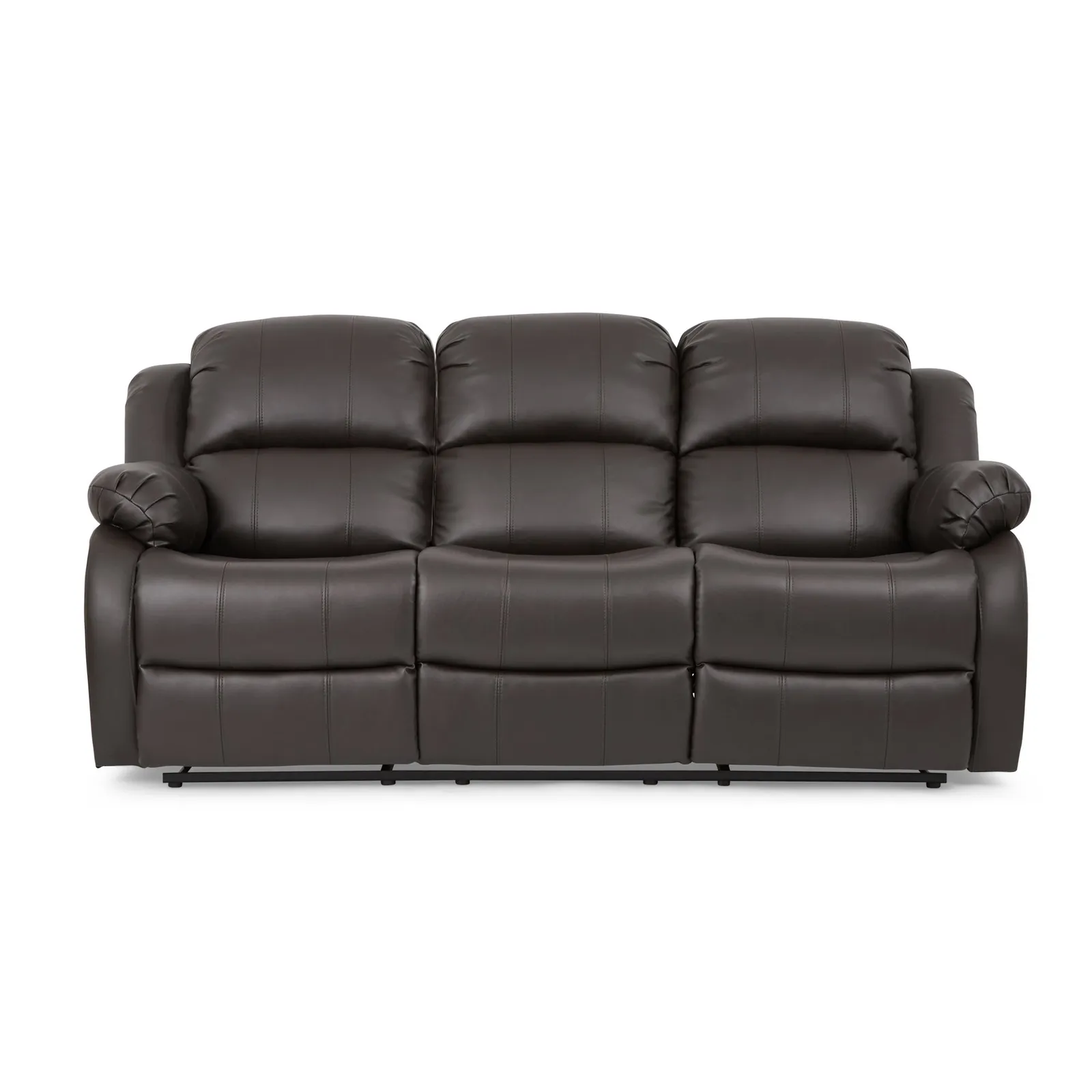Anton Bonded Leather Reclining 3 Seater Sofa - Grey Grey