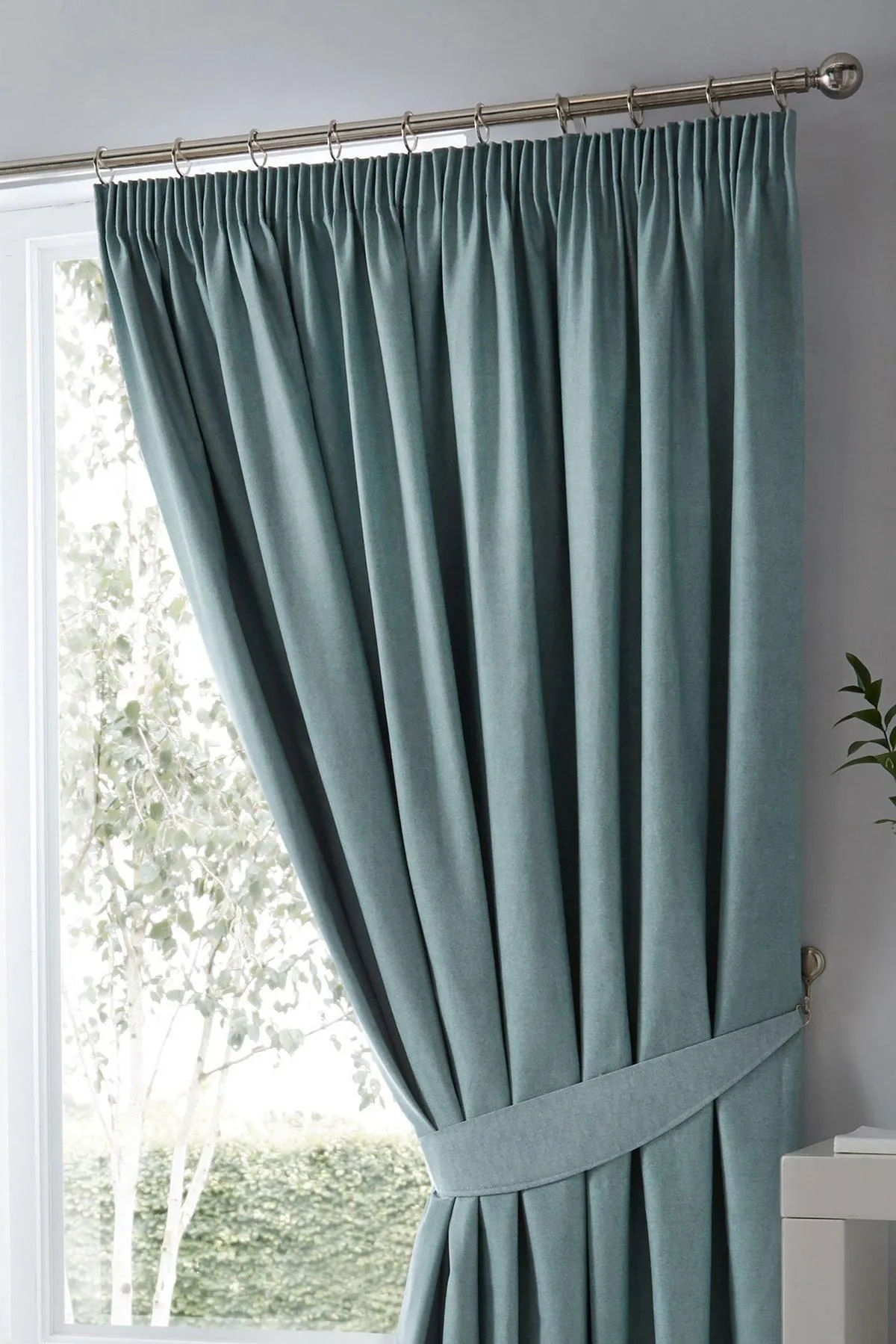 Fusion 'Dijon' Thermal & Blackout Fully Lined Pencil Pleat Curtains in Duck Egg Blue 2