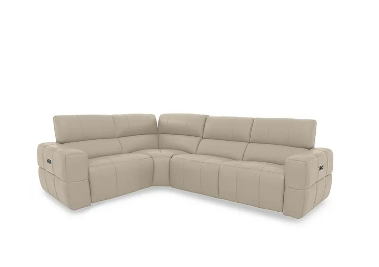 Cube Leather Power Recliner Left Hand Facing Corner Sofa with Power Headrests